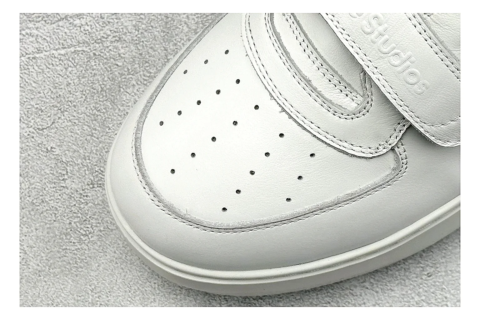 Acne Studios Velcro White Mid-Top comparison image with white leather panels, broad hook-and-loop straps, padded mid-top collar, and a clean rubber sole thumbnail 5