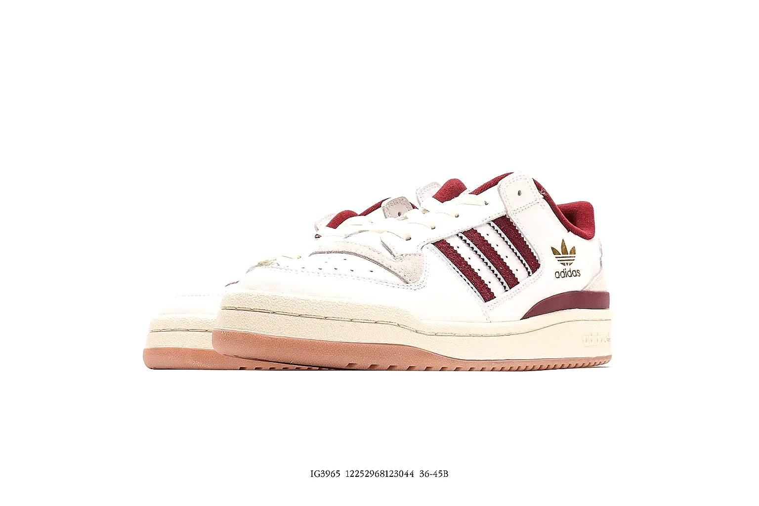 Adidas cream burgundy low court sneaker side view with QC proof angles thumbnail 4