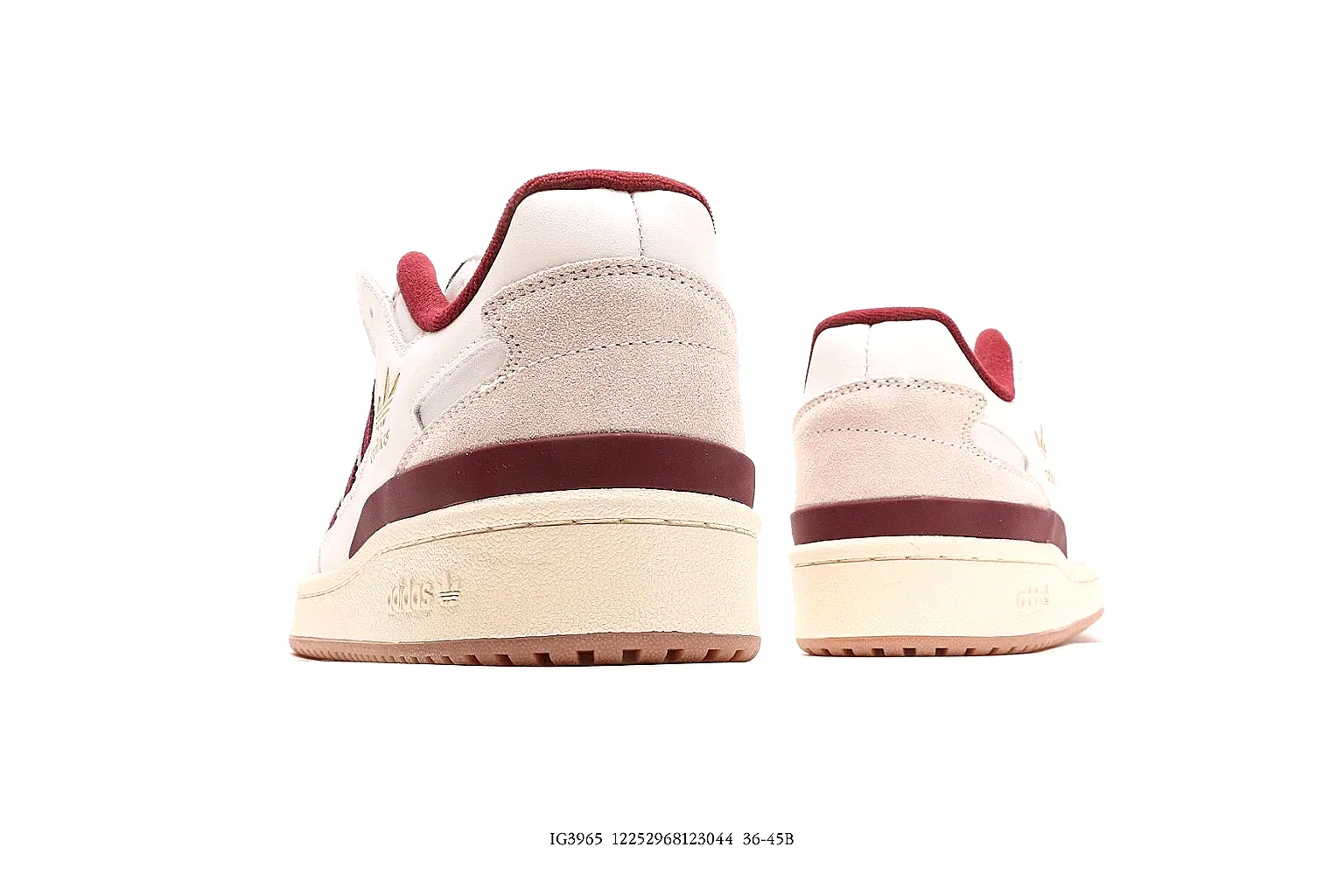 Adidas cream burgundy low court sneaker side view with QC proof angles thumbnail 5