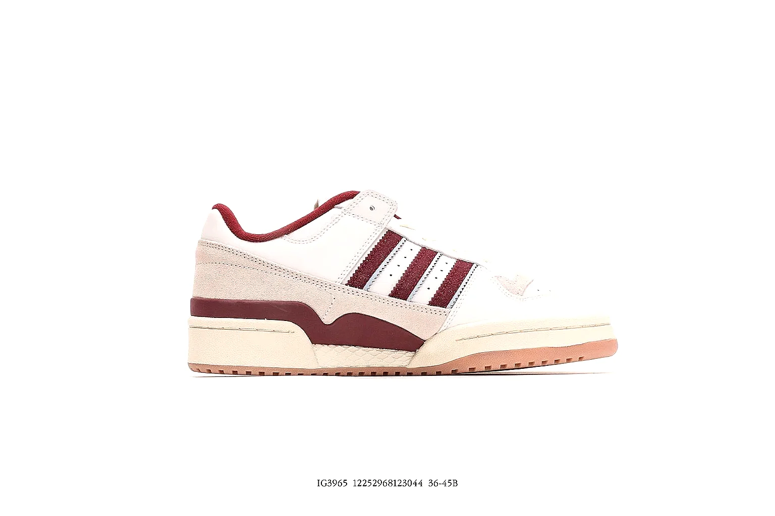 Adidas cream burgundy low court sneaker side view with QC proof angles thumbnail 6