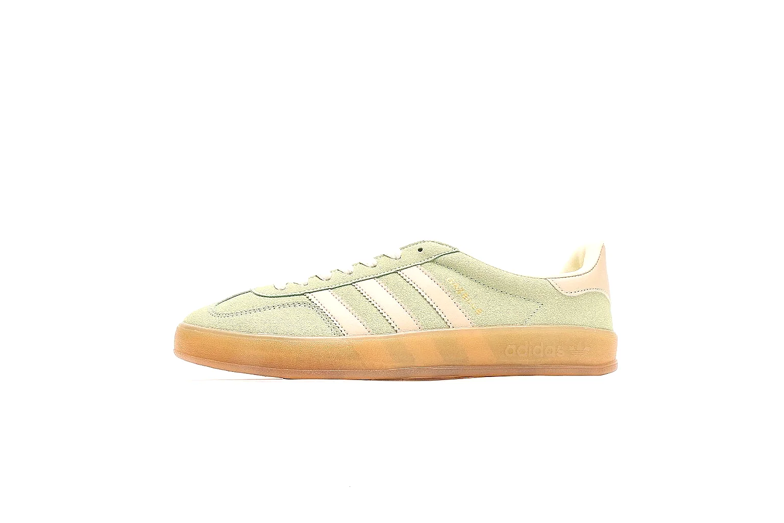 Adidas pale green suede low trainer side profile for QC comparison thumbnail 2