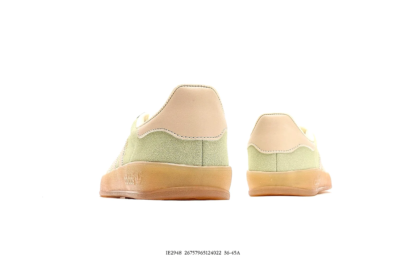 Adidas pale green suede low trainer side profile for QC comparison thumbnail 5