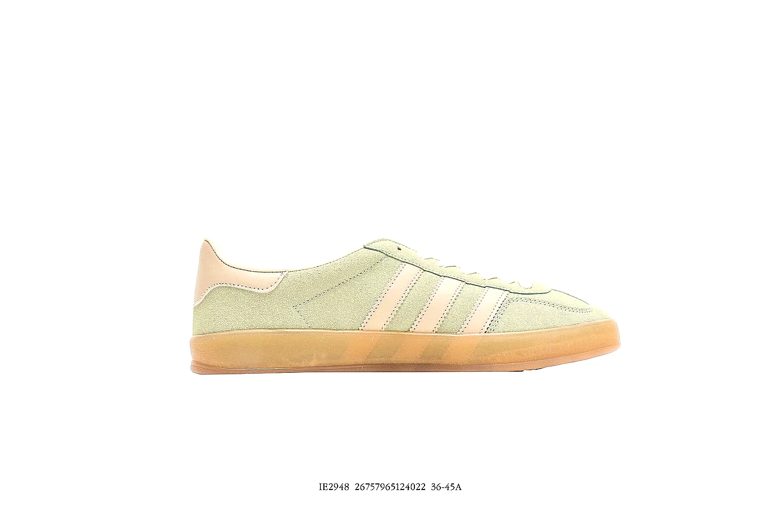 Adidas pale green suede low trainer side profile for QC comparison thumbnail 6
