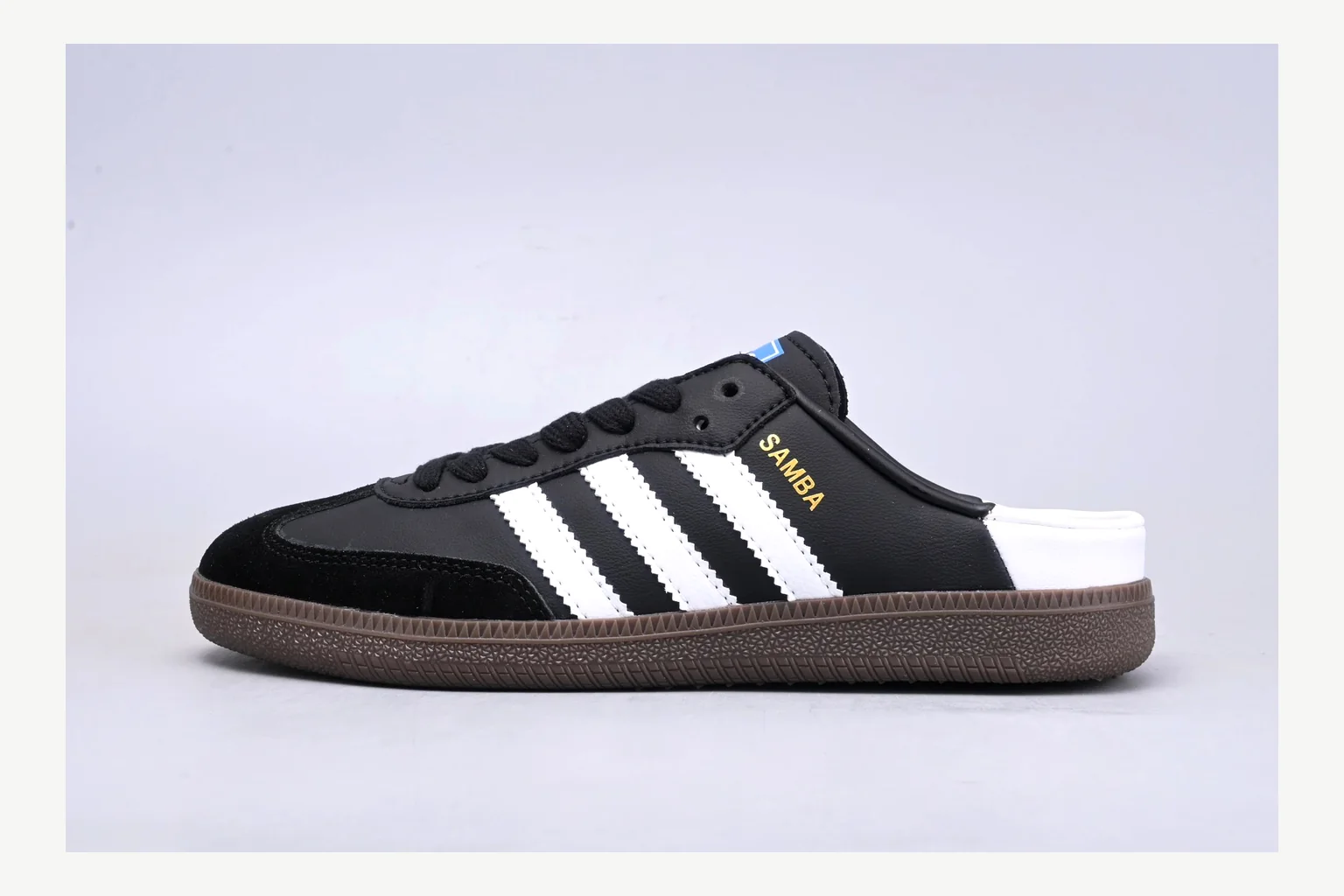 Adidas Originals Samba Black White comparison signal photo with white black low-top sneaker with mixed-material upper and low-profile shape thumbnail 6