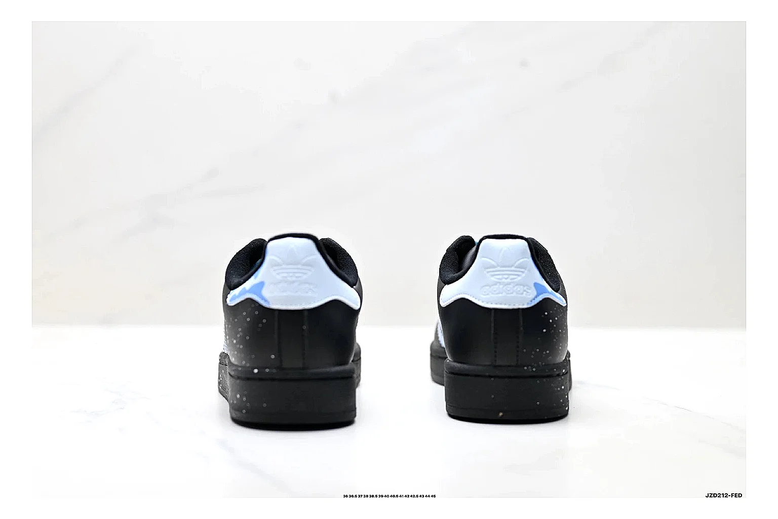 Adidas Originals Samba Black Blue Sneakers comparison signal photo with black blue terrace sneakers with leather texture, side-profile shape, upper panel lines, and outsole detail thumbnail 3
