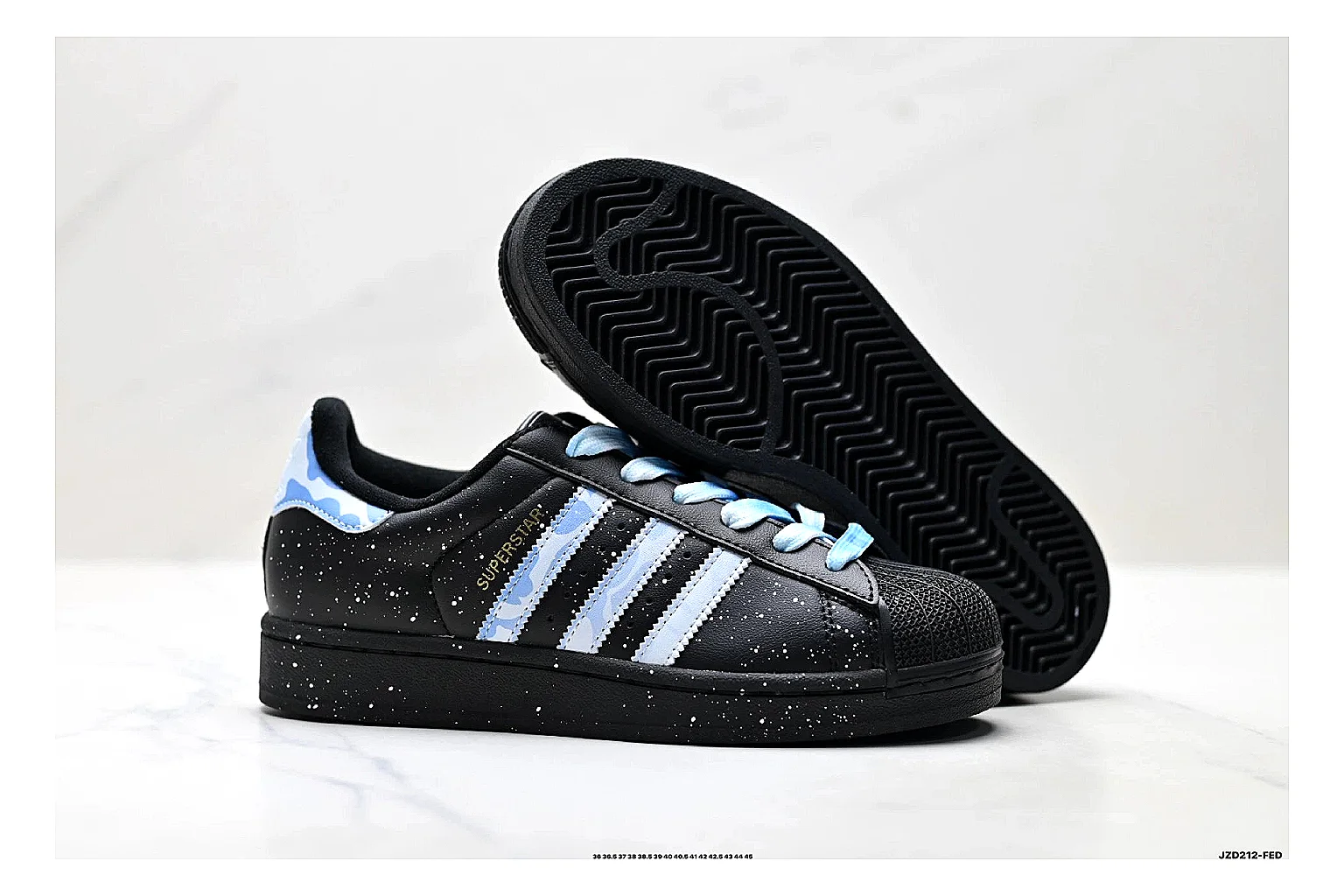 Adidas Originals Samba Black Blue Sneakers comparison signal photo with black blue terrace sneakers with leather texture, side-profile shape, upper panel lines, and outsole detail thumbnail 5