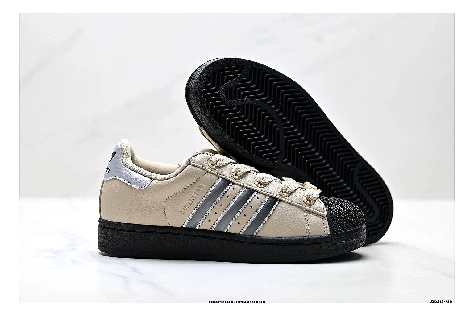 Adidas Originals Samba Cream Black Sneakers comparison signal photo with cream black terrace sneakers with leather texture, side-profile shape, upper panel lines, and outsole detail thumbnail 5
