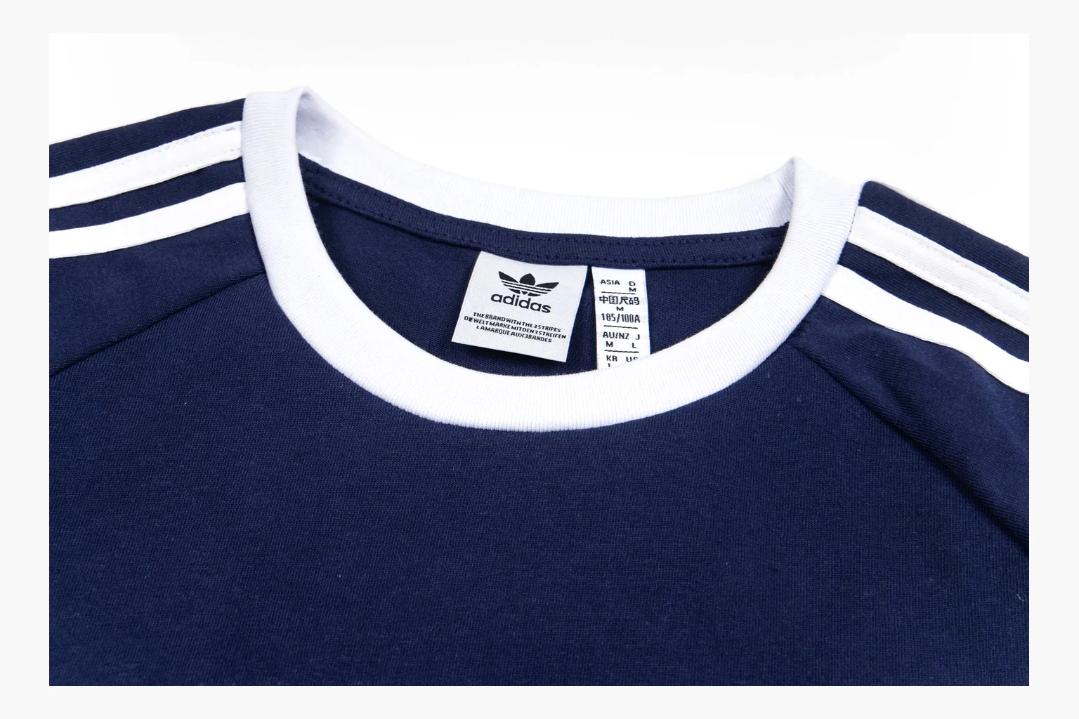 Navy Adidas ringer tee comparison image with trefoil thumbnail 5