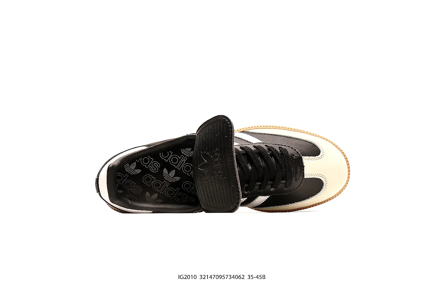 adidas Samba black gum gallery with side, outsole, top and rear QC views