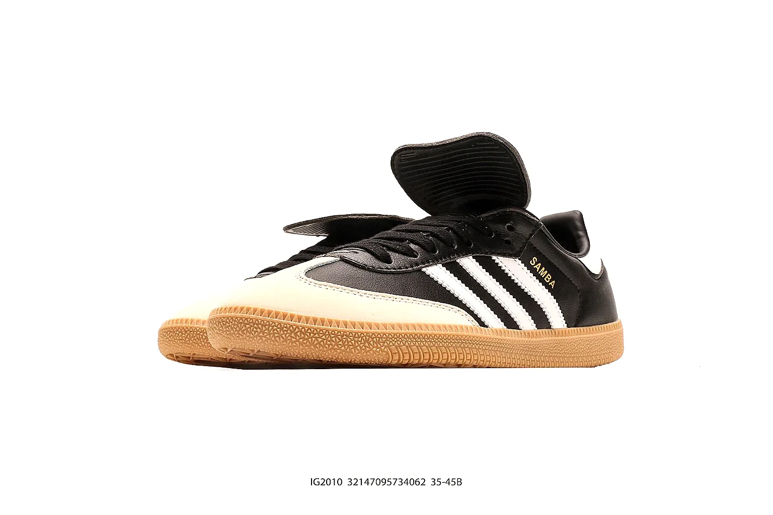 adidas Samba black gum gallery with side, outsole, top and rear QC views thumbnail 4