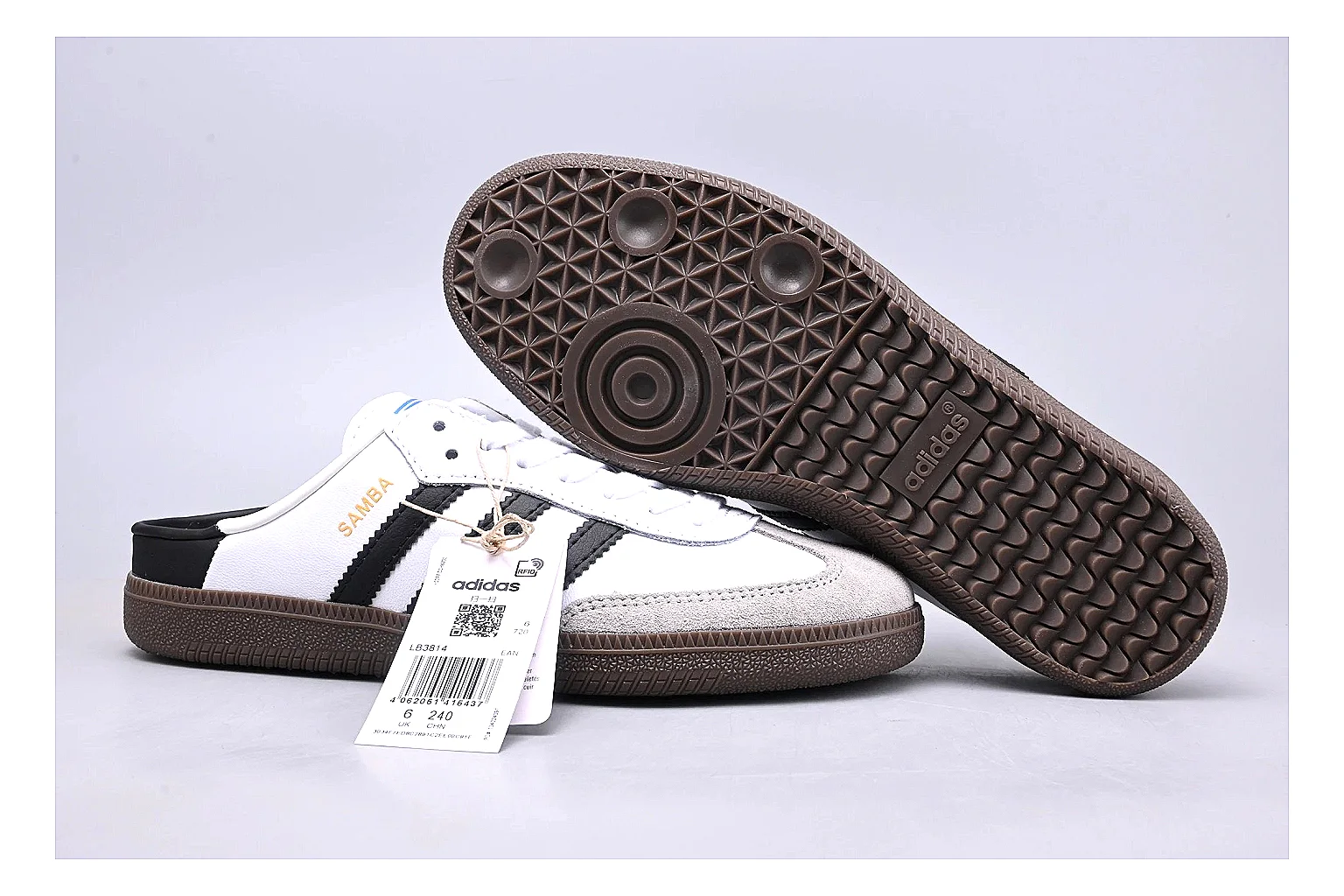 Adidas Samba OG White Black comparison signal photo with white black samba og terrace sneaker with mixed upper and terrace shape thumbnail 5