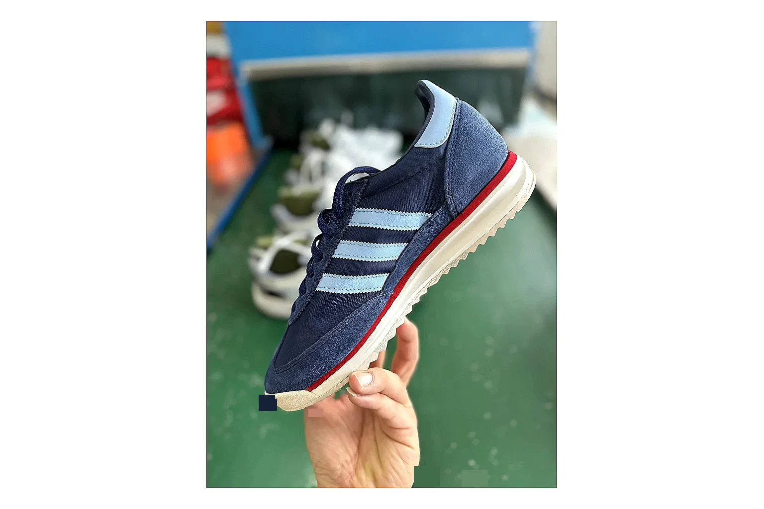 Adidas SL 72 RS Blue Red comparison signal photo with red blue sl 72 rs retro runner with mixed upper and runner shape