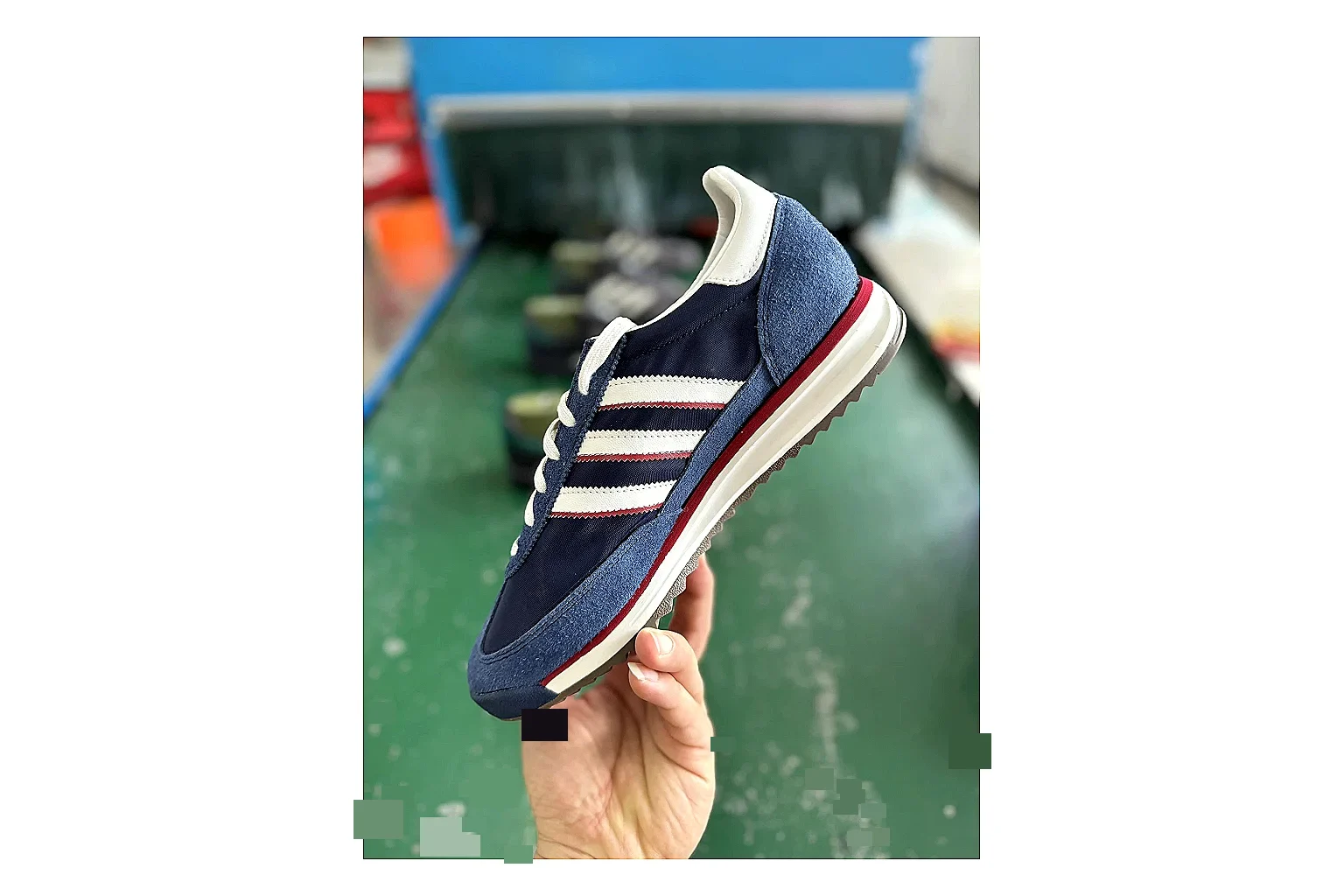 Adidas SL 72 RS Blue White comparison signal photo with white red blue sl 72 rs retro runner with mixed upper and runner shape