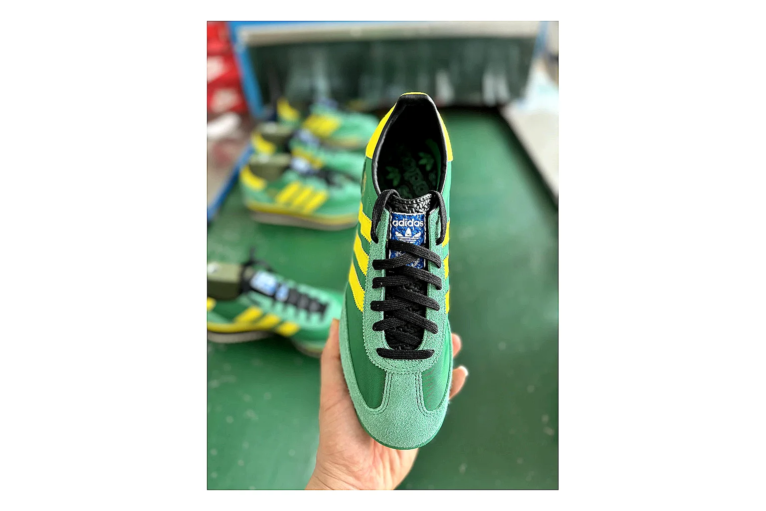 Adidas SL 72 RS Green Yellow comparison signal photo with green yellow sl 72 rs retro runner with mixed upper and runner shape thumbnail 2