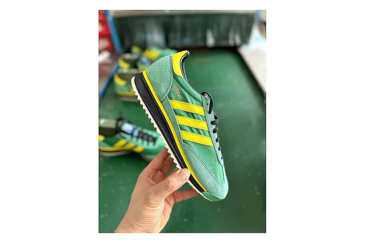 Adidas SL 72 RS Green Yellow comparison signal photo with green yellow sl 72 rs retro runner with mixed upper and runner shape thumbnail 6