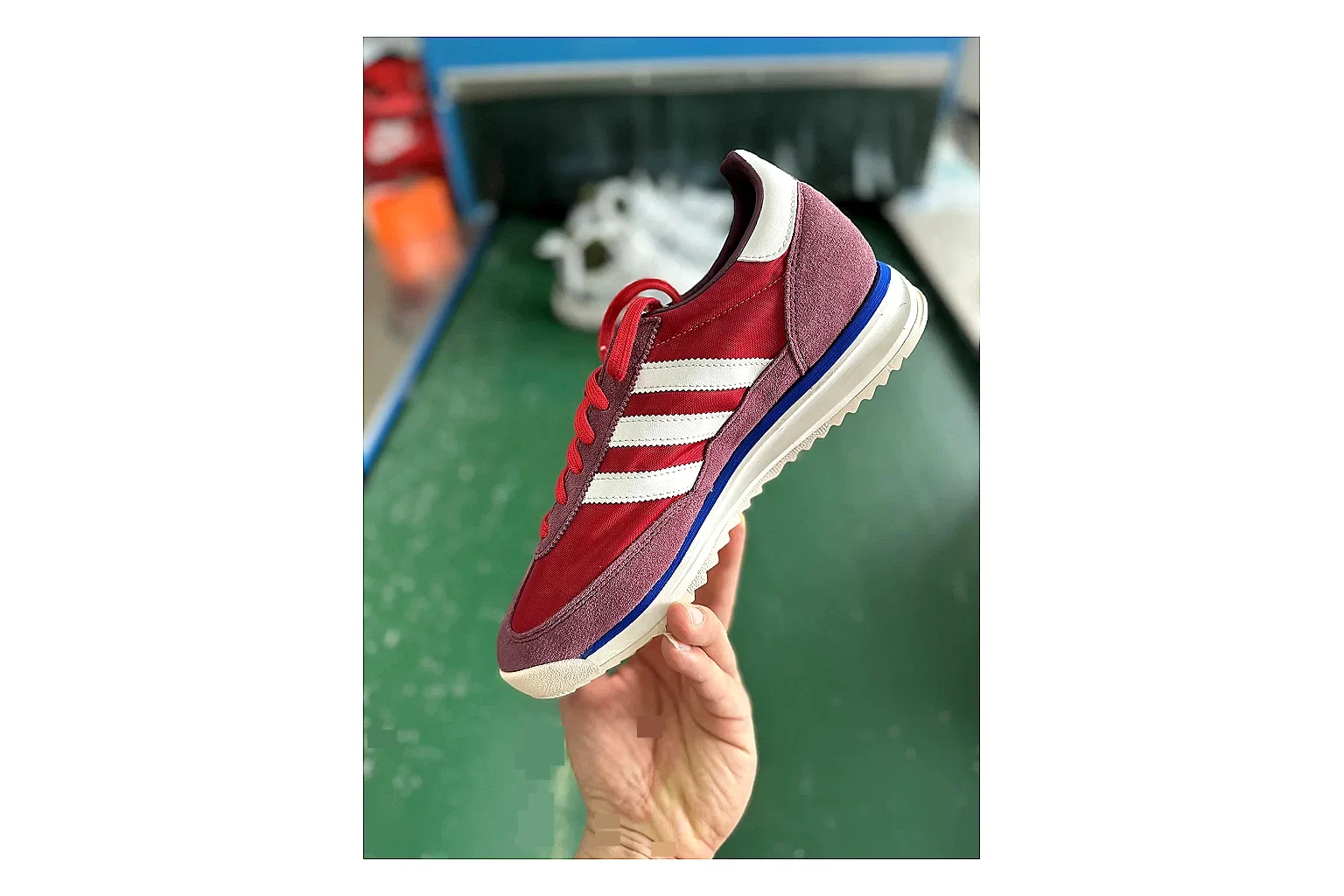Adidas SL 72 RS Red White comparison signal photo with white red sl 72 rs retro runner with mixed upper and runner shape