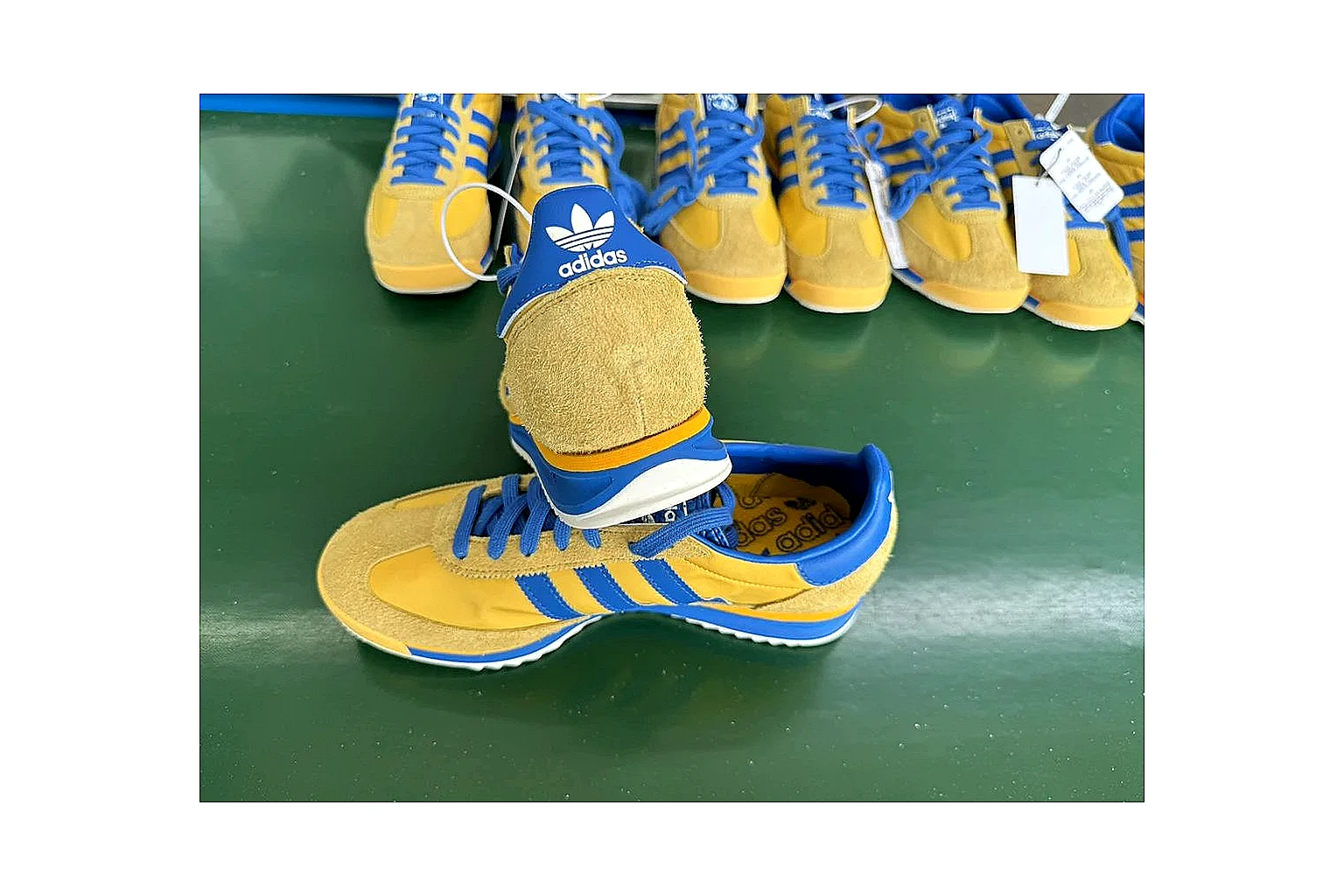 Adidas SL 72 RS Yellow Blue comparison signal photo with yellow blue sl 72 rs retro runner with mixed upper and runner shape thumbnail 3