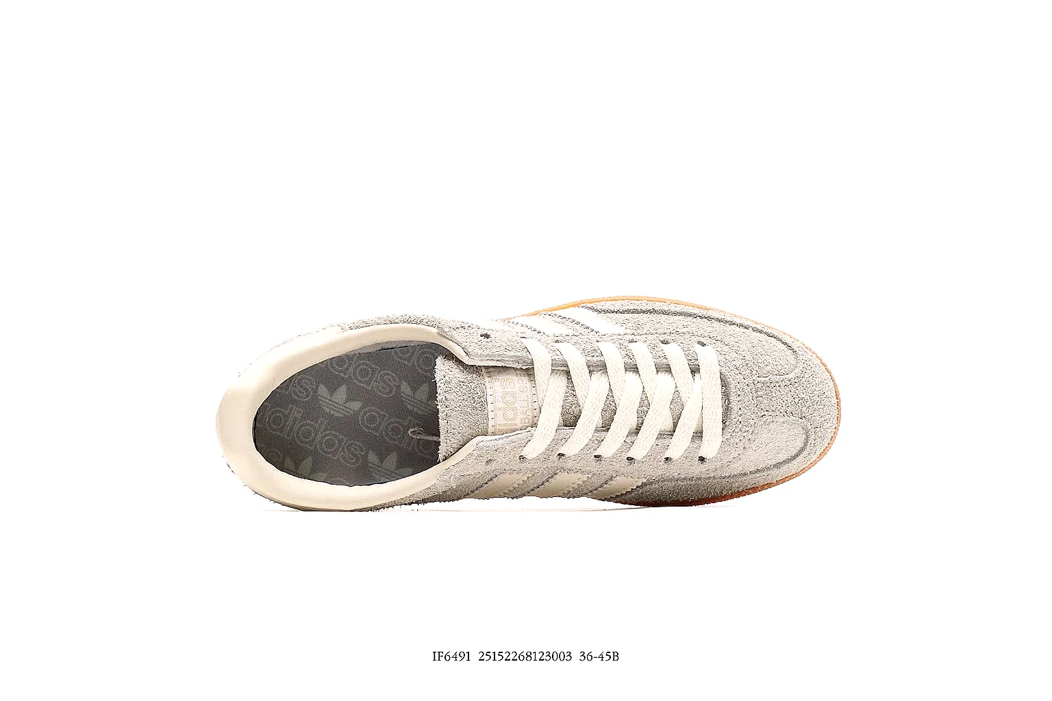 Adidas grey suede gum sole low top with visible side stripe proof thumbnail 2