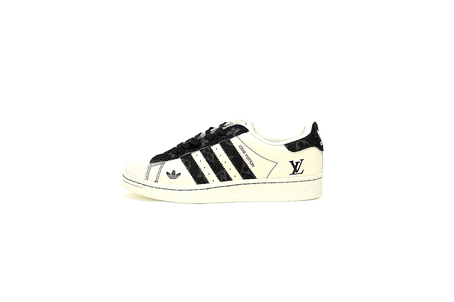 Adidas cream black low-top gallery with side, top, outsole and heel QC angles thumbnail 2