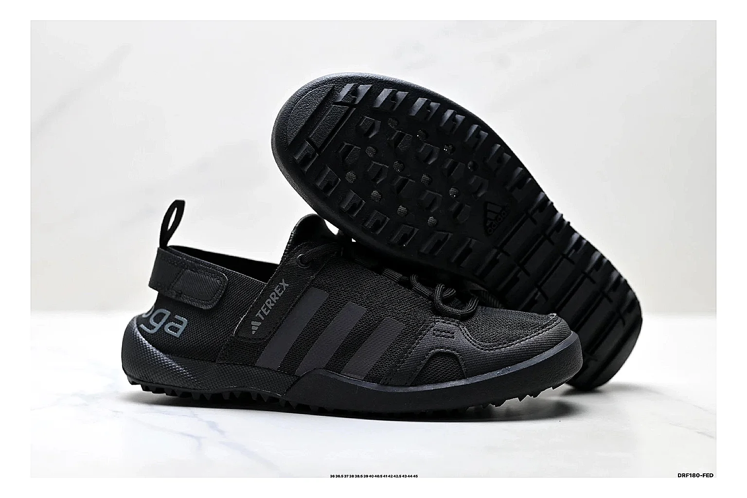 Adidas Terrex Daroga Black Sneakers comparison signal photo with black outdoor trail sneakers with mesh texture, side-profile shape, upper panel lines, and outsole detail thumbnail 5