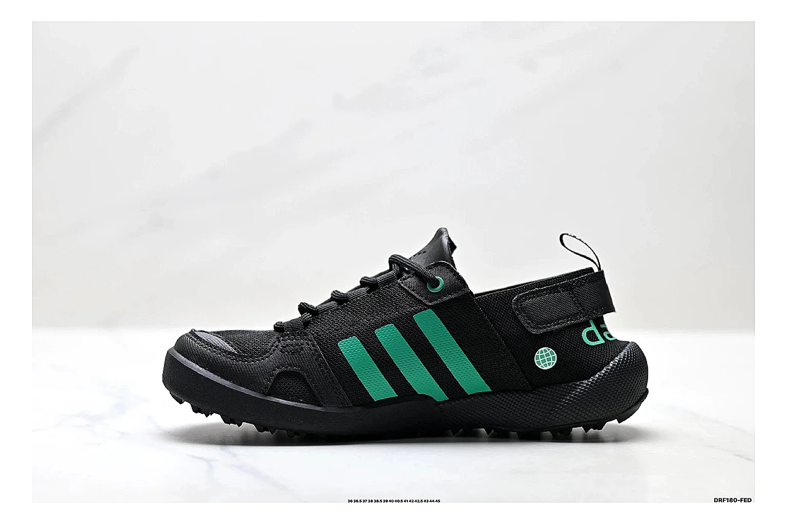 Adidas Terrex Daroga Black Green Sneakers comparison signal photo with black green outdoor trail sneakers with mesh texture, side-profile shape, upper panel lines, and outsole detail thumbnail 6