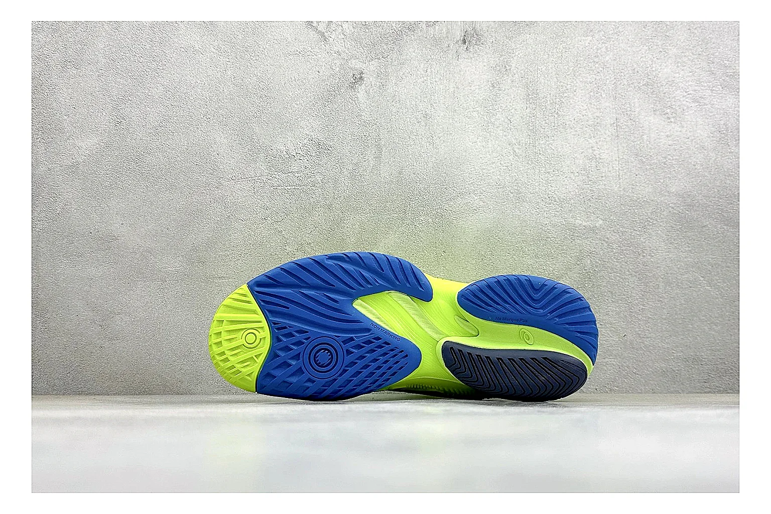 Asics Court FF Volt Blue comparison photo showing bright volt and blue court upper, supportive sole wall, Asics side lines, and stable tennis profile thumbnail 4