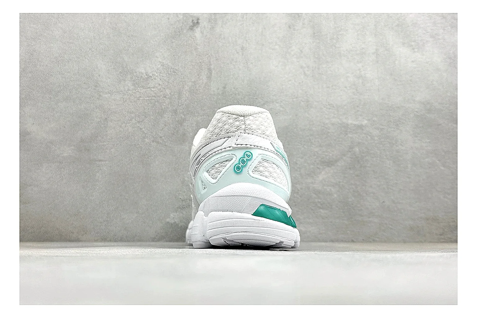 Asics Gel-Kayano White Mint comparison photo showing white mesh runner upper, mint Asics accents, cushioned Gel-Kayano sole, and technical support shape thumbnail 3