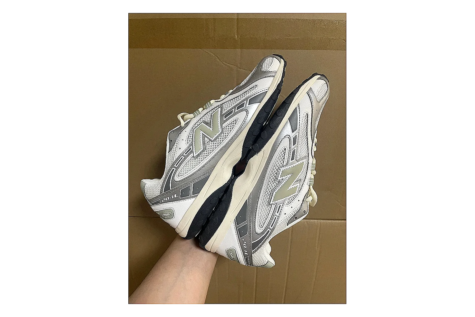 Asics Gel Kayano White Silver comparison photo showing white mesh-leather runner upper, silver overlays, supportive Kayano shape, and cushioned retro sole thumbnail 5
