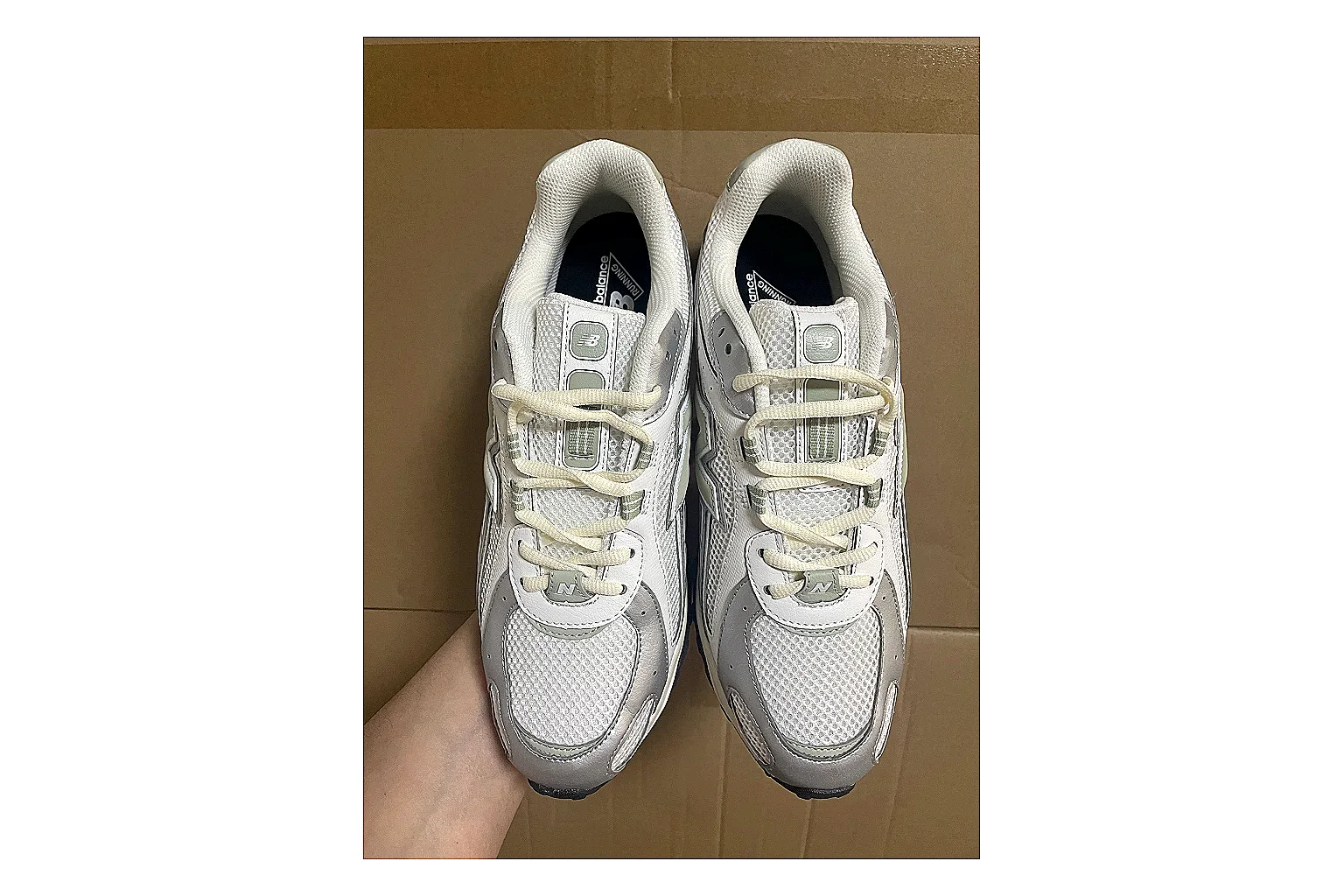 Asics Gel Kayano White Silver comparison photo showing white mesh-leather runner upper, silver overlays, supportive Kayano shape, and cushioned retro sole thumbnail 6