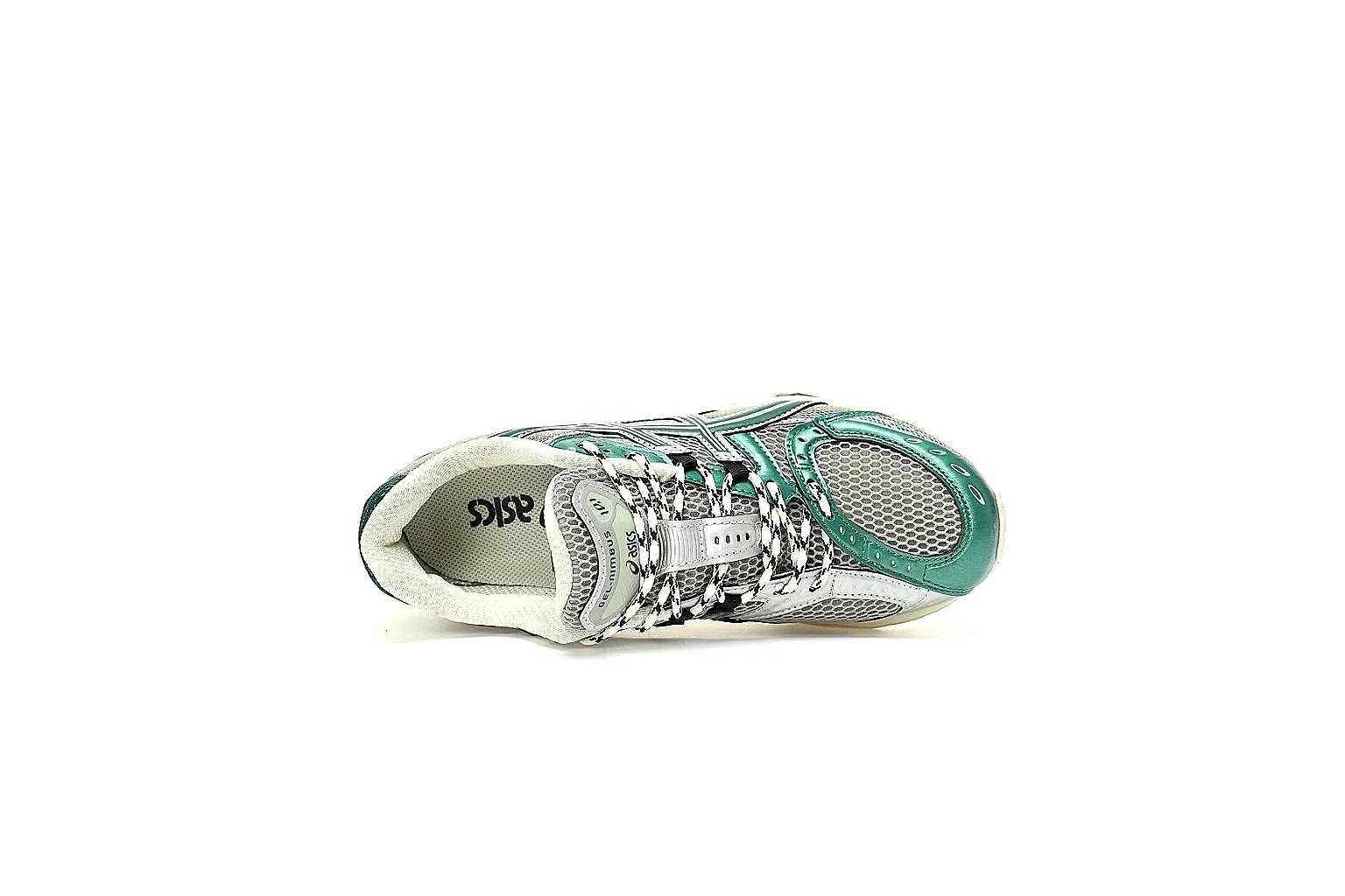 ASICS teal and silver runner with visible side branding and sculpted white sole thumbnail 3