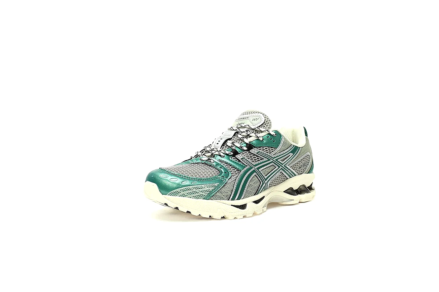 ASICS teal and silver runner with visible side branding and sculpted white sole thumbnail 6
