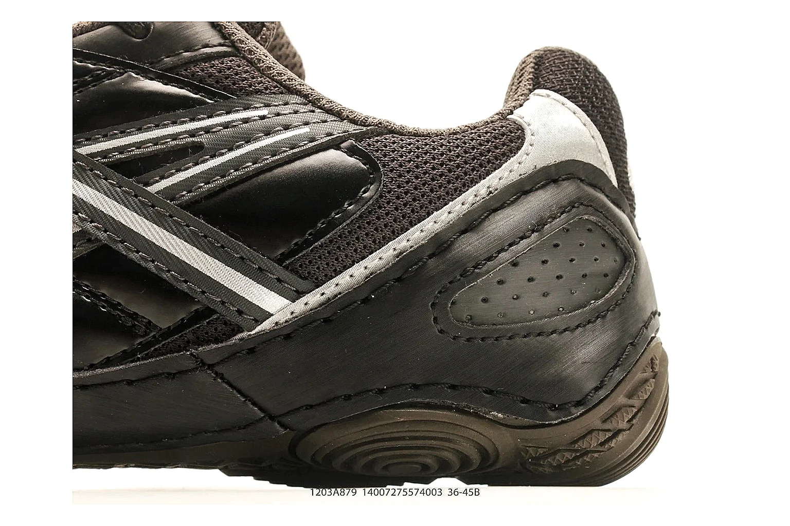 Asics Gel Runner Black Gray comparison photo showing black gray mesh-leather upper, layered runner panels, Asics side stripes, and cushioned retro sole thumbnail 5