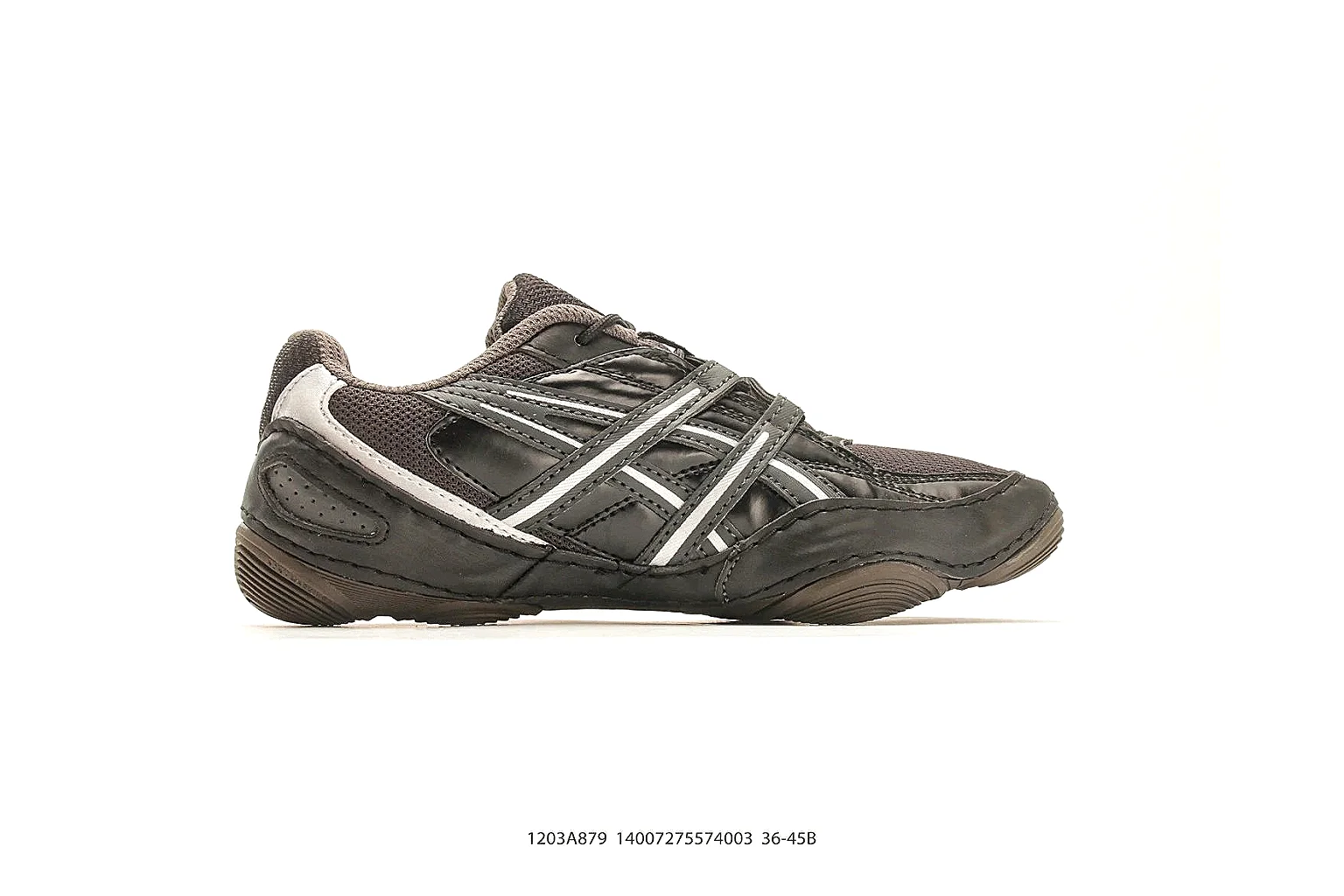 Asics Gel Runner Black Gray comparison photo showing black gray mesh-leather upper, layered runner panels, Asics side stripes, and cushioned retro sole thumbnail 6