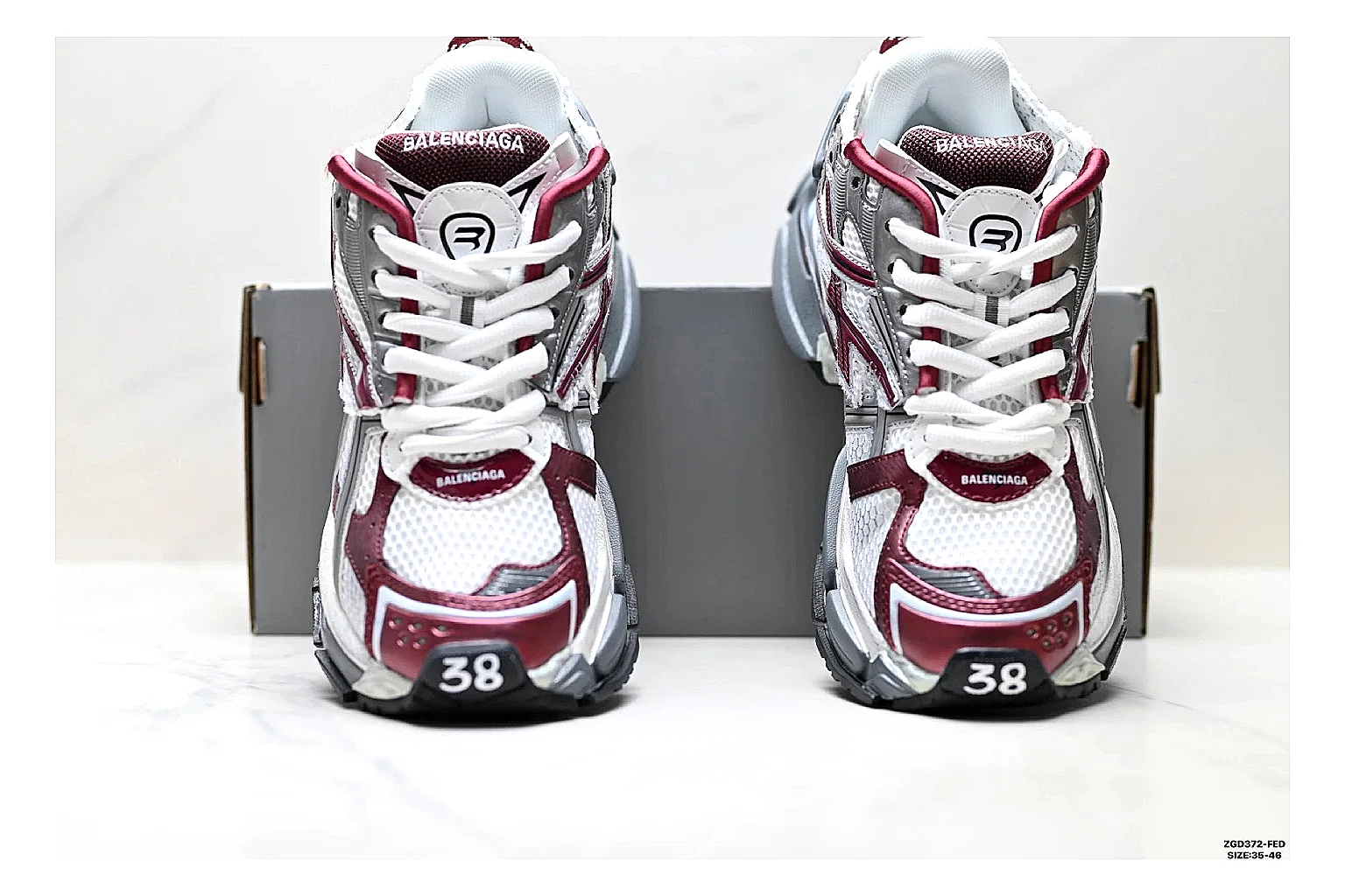 Asics Gel Runner Gray Burgundy comparison photo showing gray mesh-leather runner upper, burgundy Asics accents, retro runner shape, and cushioned sole thumbnail 5