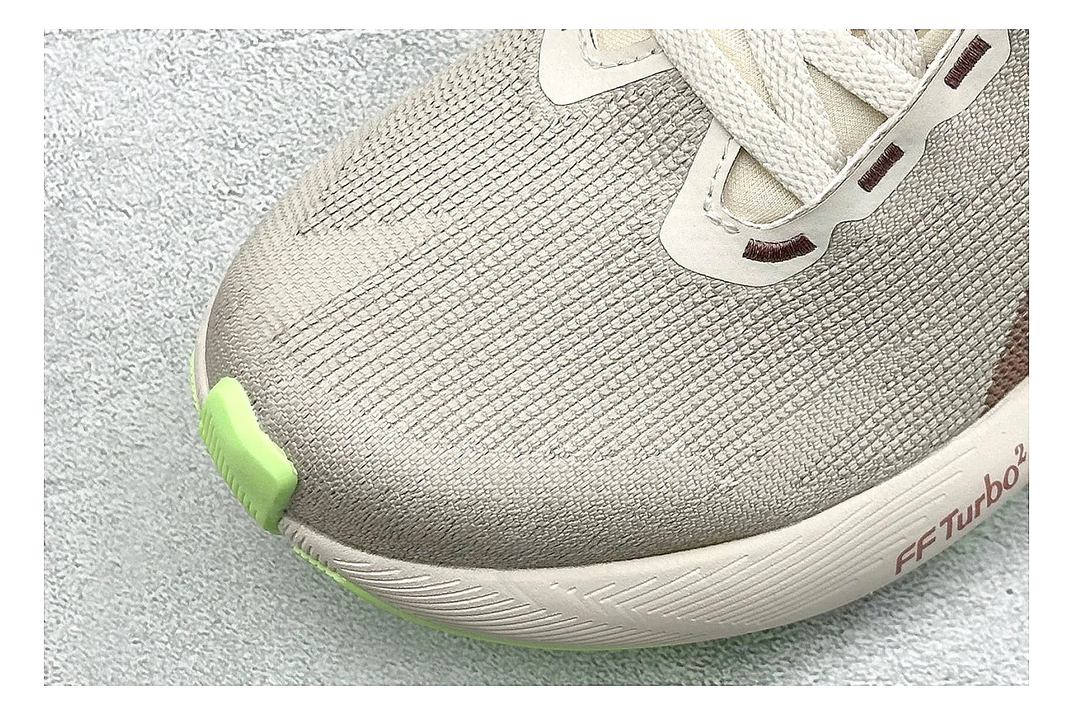 Asics Novablast 6 Cream Green comparison photo showing cream running mesh, green side accents, tall cushioned sole, and modern training silhouette thumbnail 5