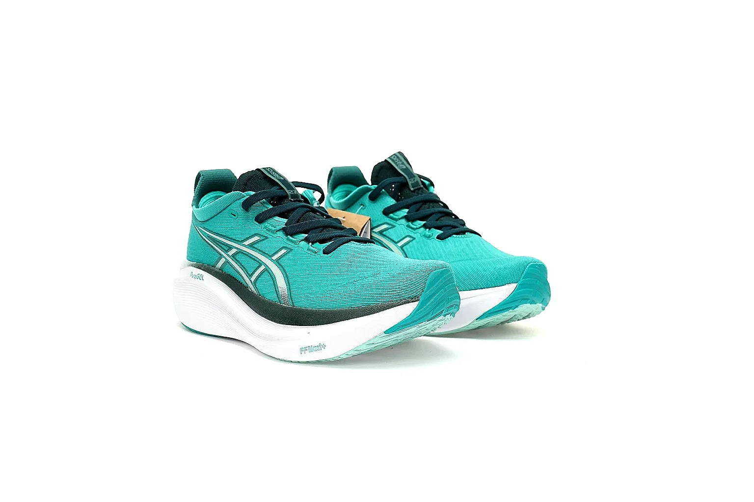 ASICS turquoise PureGEL runner side profile with visible QC markers thumbnail 5