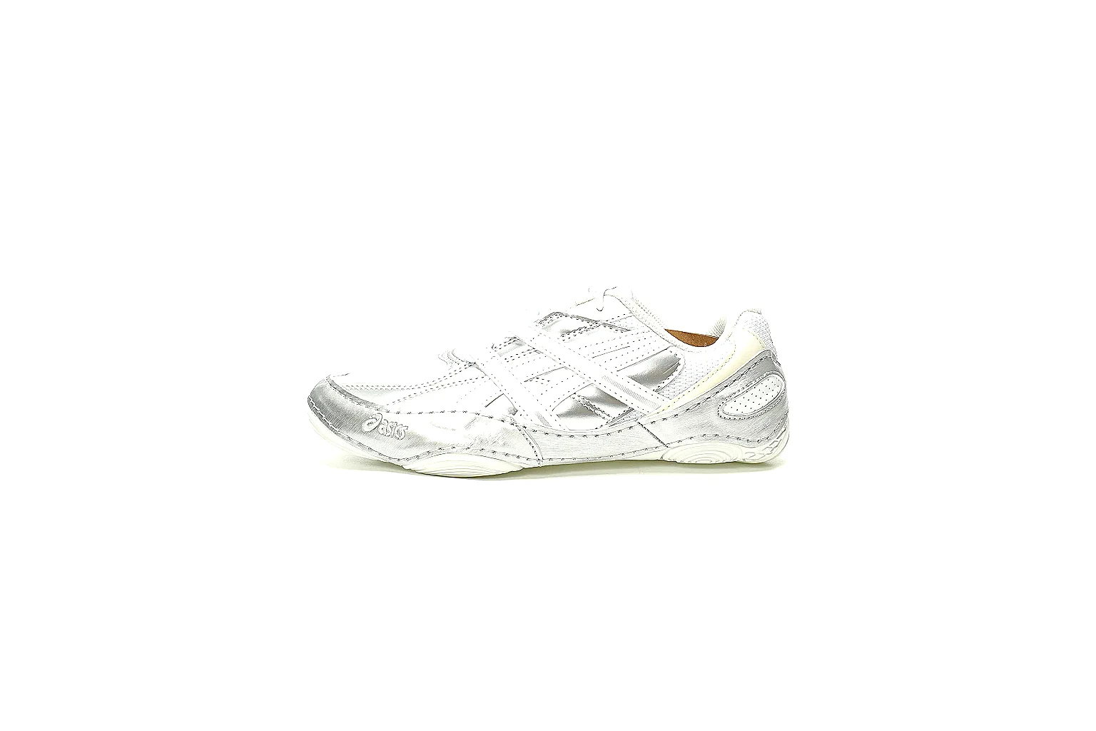 ASICS white silver runner gallery with side heel outsole and pair QC angles thumbnail 2