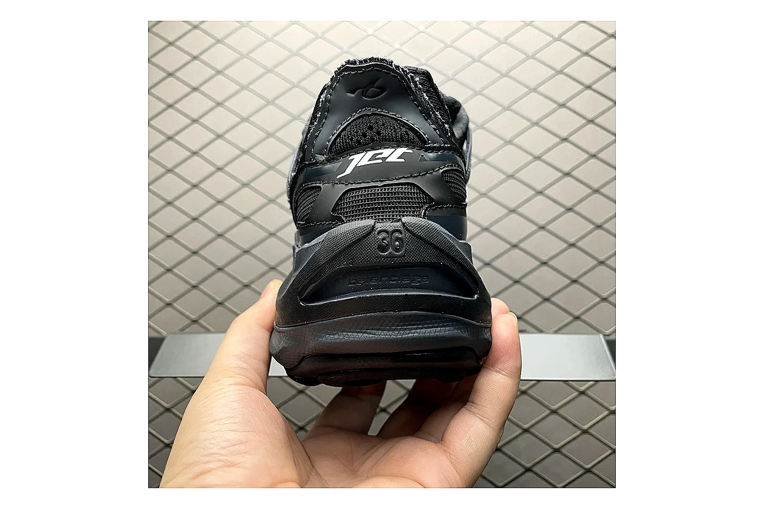 Balenciaga Track Grey Black Runner comparison signal photo with black grey track chunky runner with mixed upper and chunky shape thumbnail 6