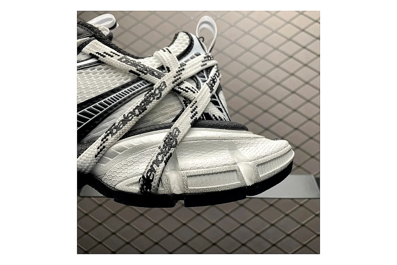Balenciaga Track White Black Sandal comparison signal photo with white black track sport sandal with mixed upper and sandal shape thumbnail 3