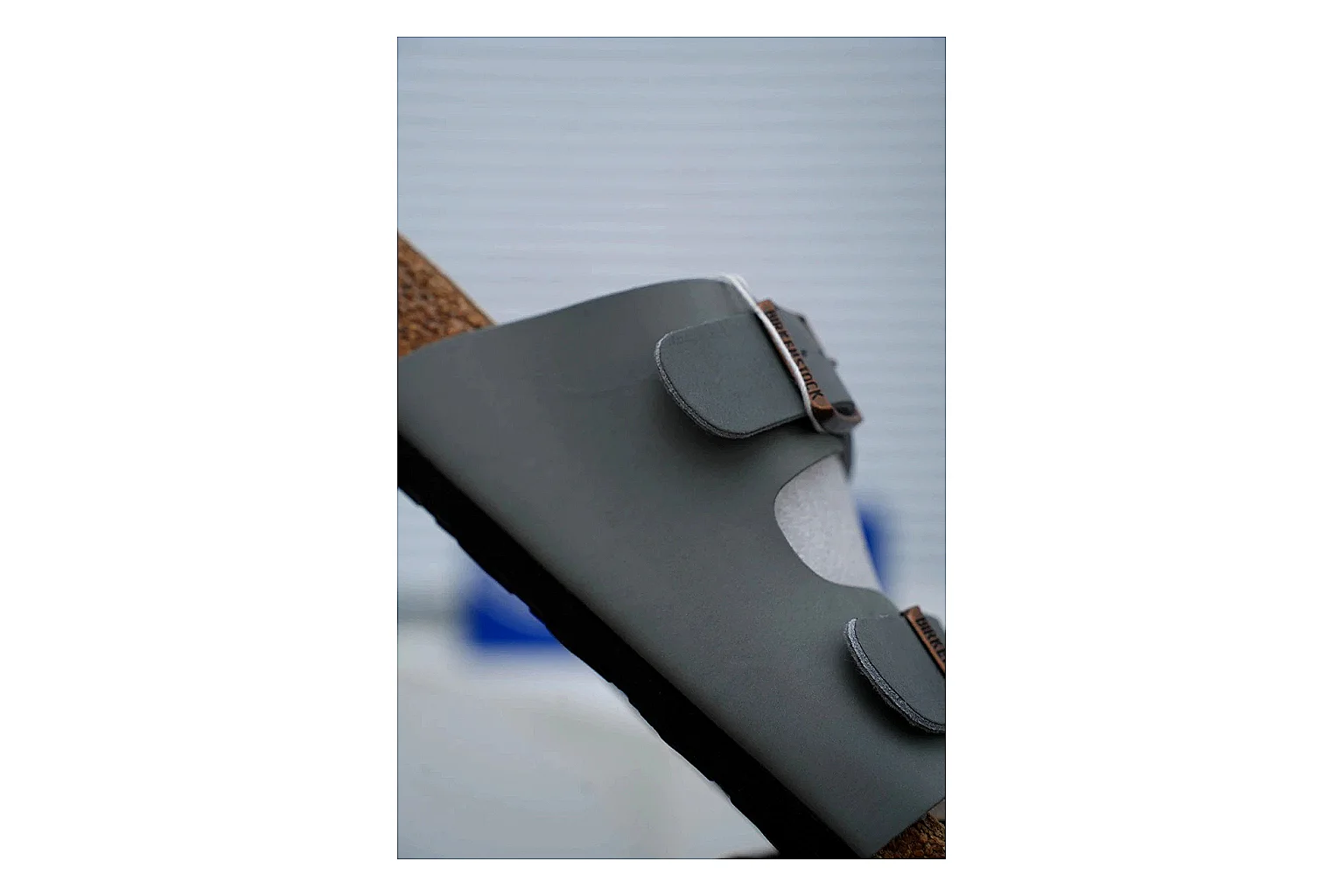Birkenstock Arizona Charcoal Cork Slide comparison signal image with adjustable buckles, molded cork footbed and dark outsole for understated everyday style thumbnail 3