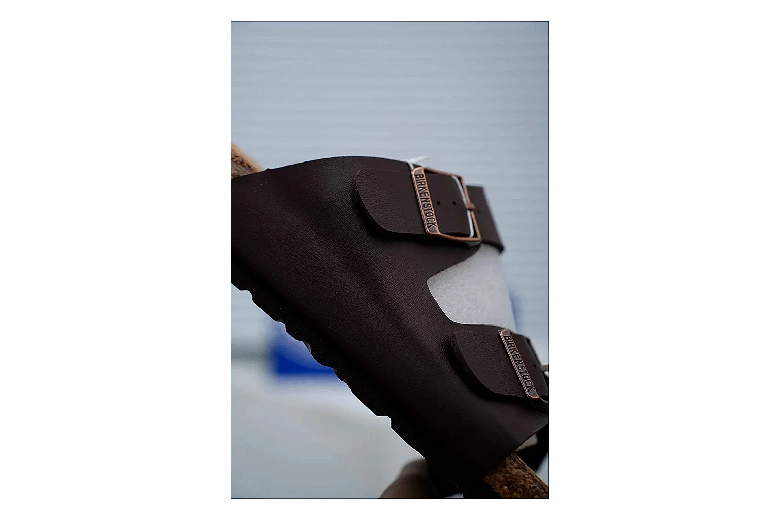 Birkenstock Arizona Mocha Cork Slide comparison signal image with adjustable buckles, warm brown upper and contoured footbed for relaxed retro styling thumbnail 3