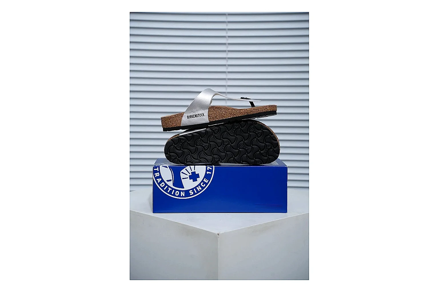 Birkenstock Cream Buckle Cork Slide comparison signal image with wide strap, large metal buckle and contoured footbed for simple summer comfort thumbnail 2