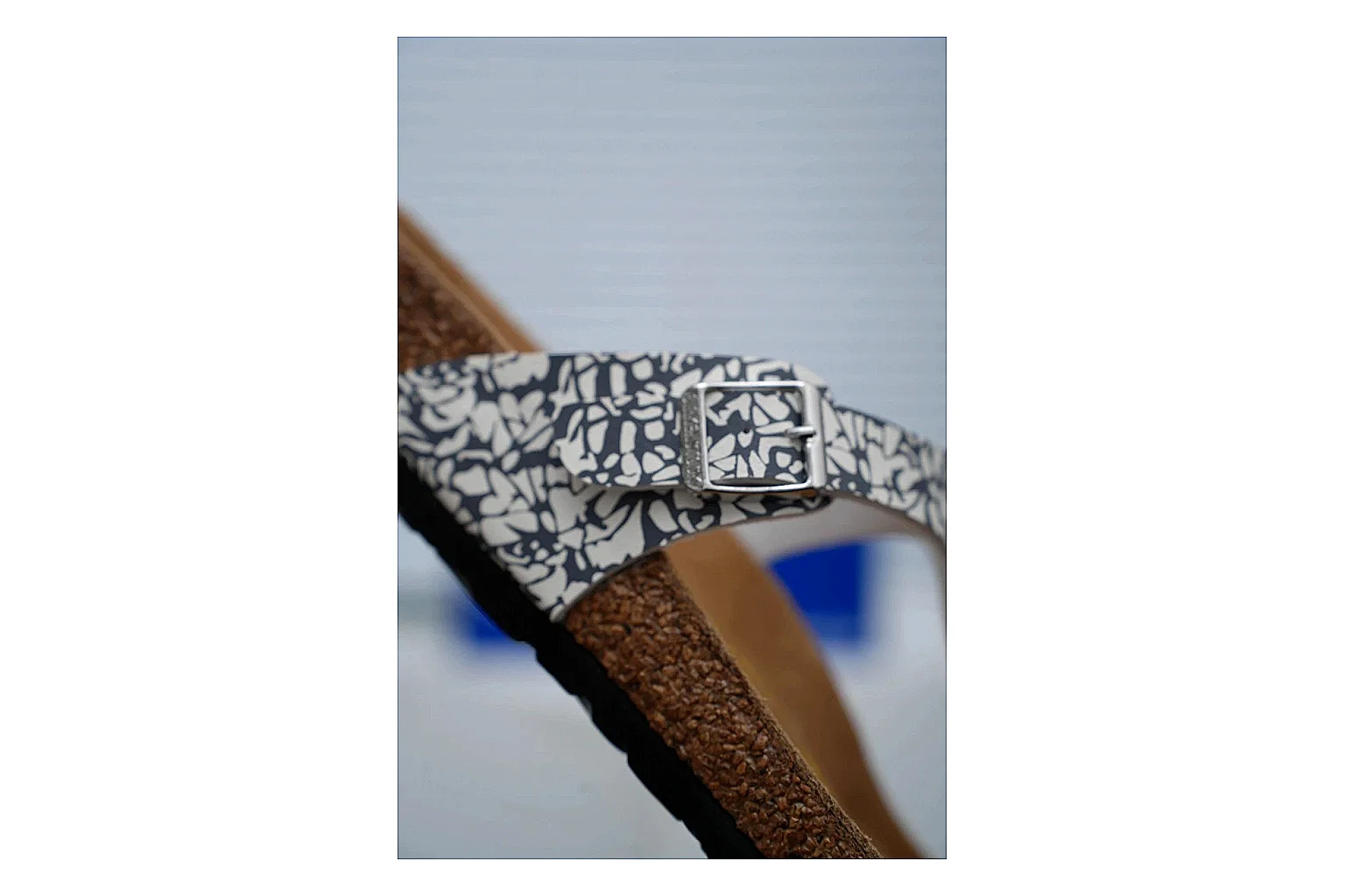 Birkenstock Silver Crystal Cork Slide comparison signal image with sparkling straps, adjustable buckles and contoured footbed for casual comfort with shine thumbnail 3
