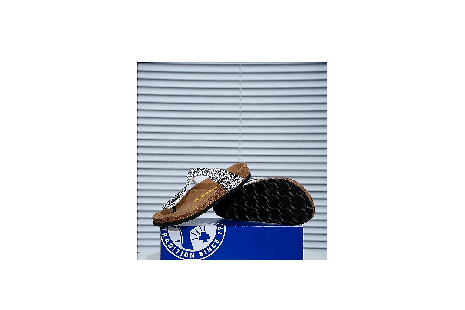 Birkenstock Silver Crystal Cork Slide comparison signal image with sparkling straps, adjustable buckles and contoured footbed for casual comfort with shine thumbnail 6
