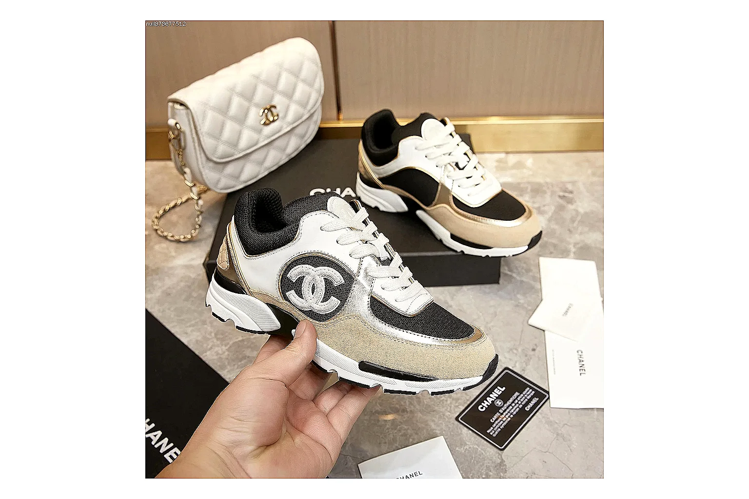 Kako Scout comparison images for Chanel Beige Black Runner Sneaker thumbnail 3