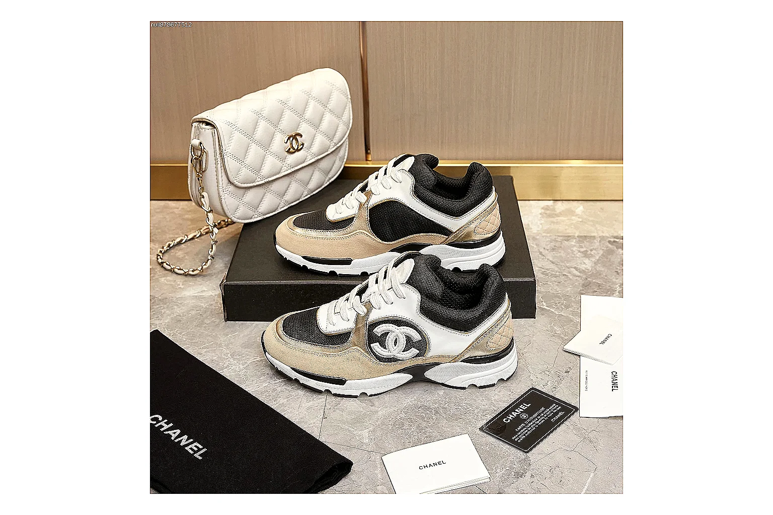 Kako Scout comparison images for Chanel Beige Black Runner Sneaker thumbnail 4