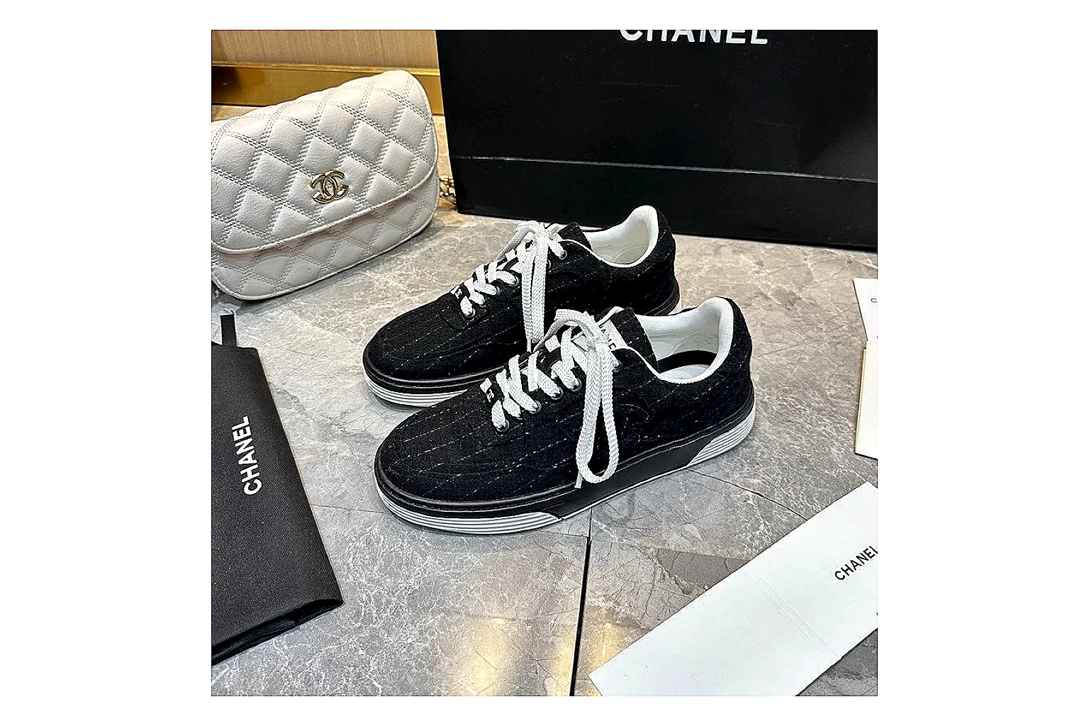 Kako Scout comparison images for Chanel Black Gray Runner Sneaker thumbnail 6