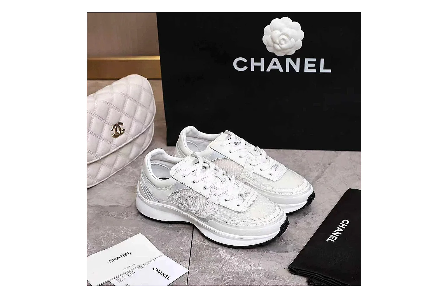 kakoscout.com Chanel White Platform CC Runner 1059 White runner product image thumbnail 6