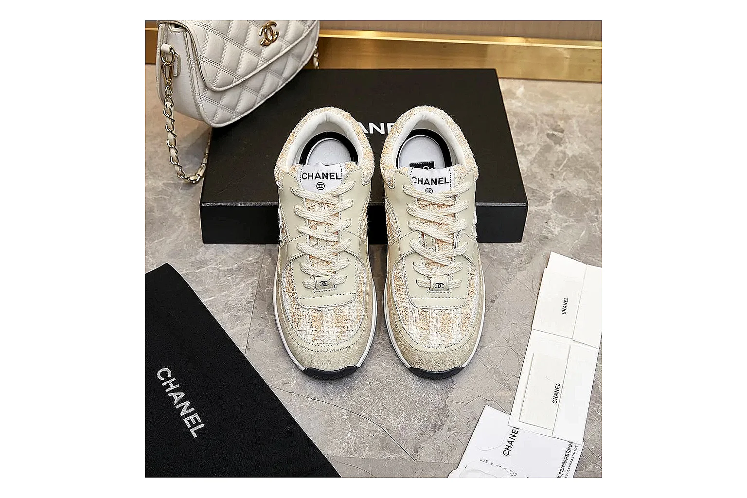 Kako Scout comparison images for Chanel Cream Quilted Runner thumbnail 5