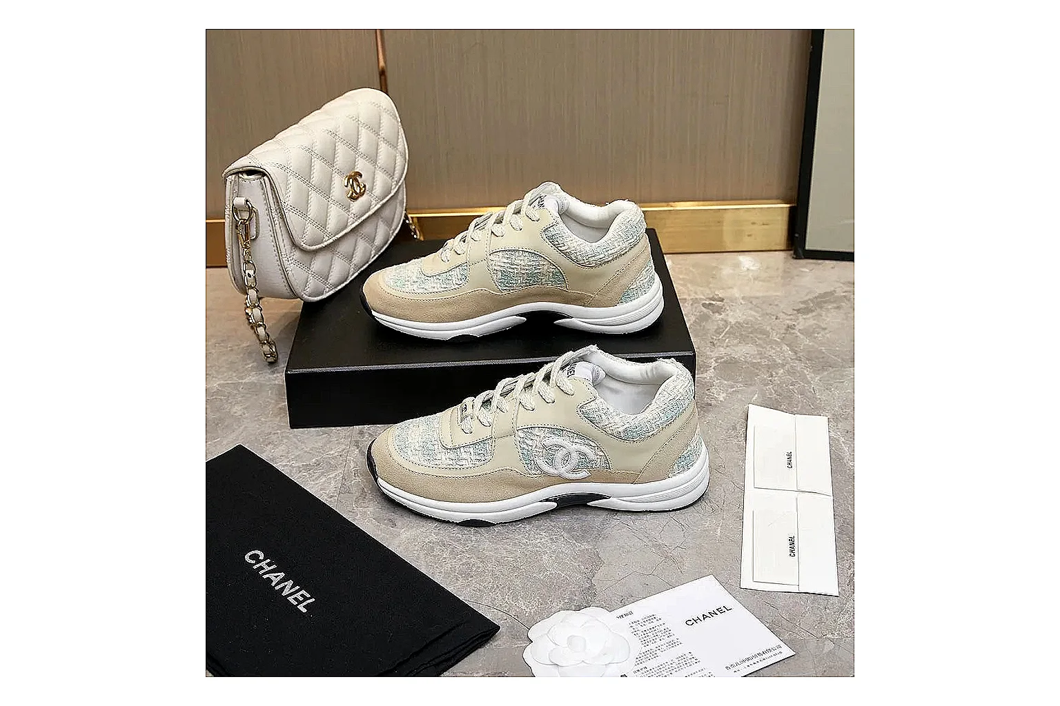 Kako Scout comparison images for Chanel Cream Quilted Runner thumbnail 2